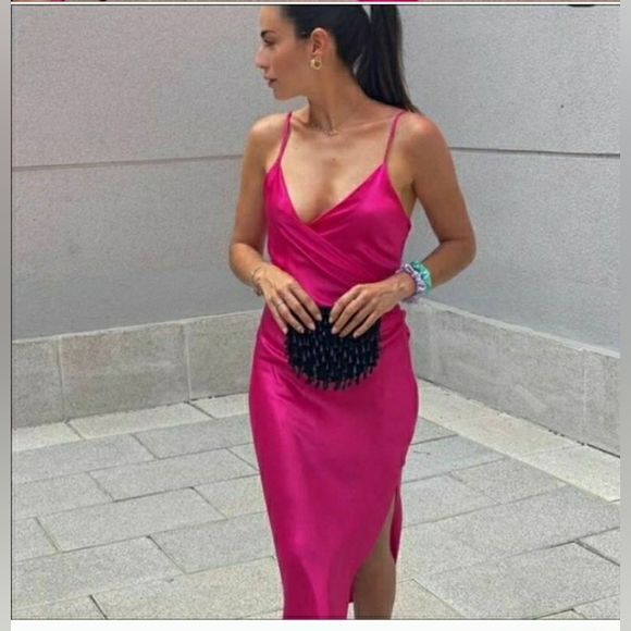 NWT Zara Draped Camisole Midi slip in Dress - Picture 6 of 11